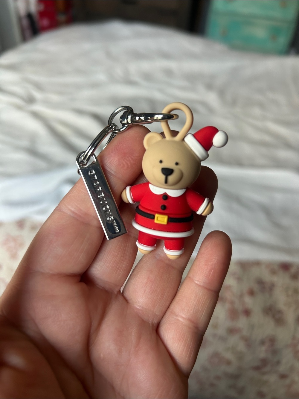Starbucks Santa Bear Keychain Cup Stopper